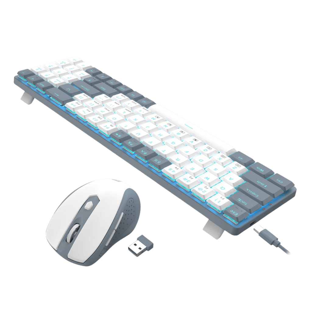 Redragon Wireless Keyboard and Mouse Combo – Grey/White - Red Switches - Image 3