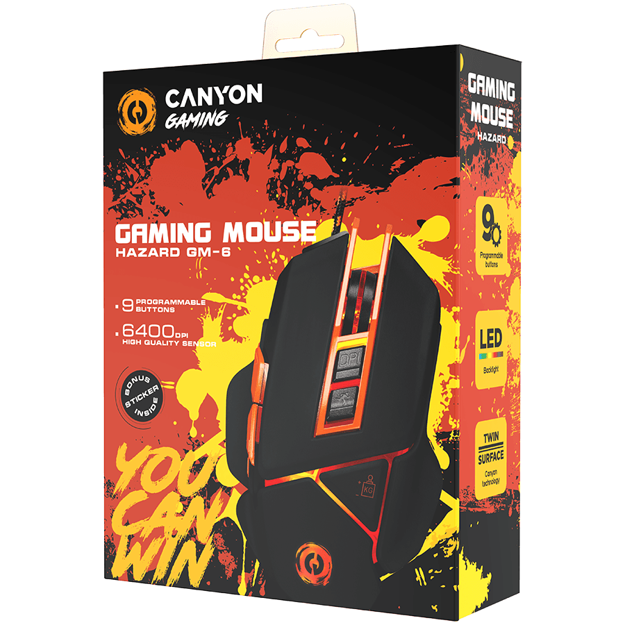 CANYON Hazard GM-6 LED Mouse - Wired Black Orange - Image 5